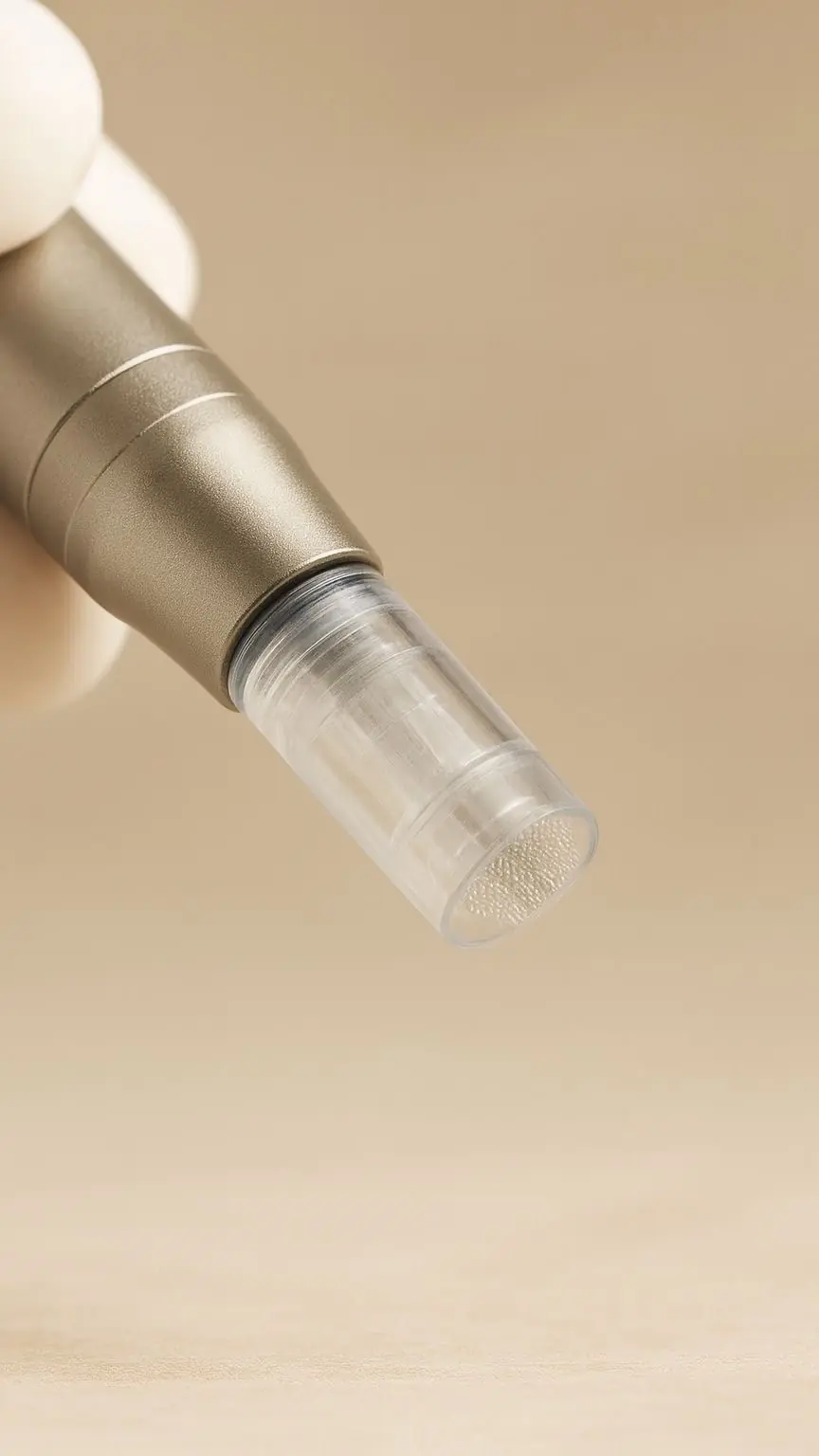 Close view of a microneedling pen tip