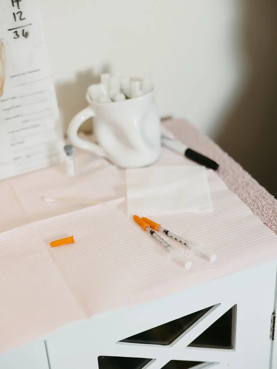 Treatment table set up with supplies