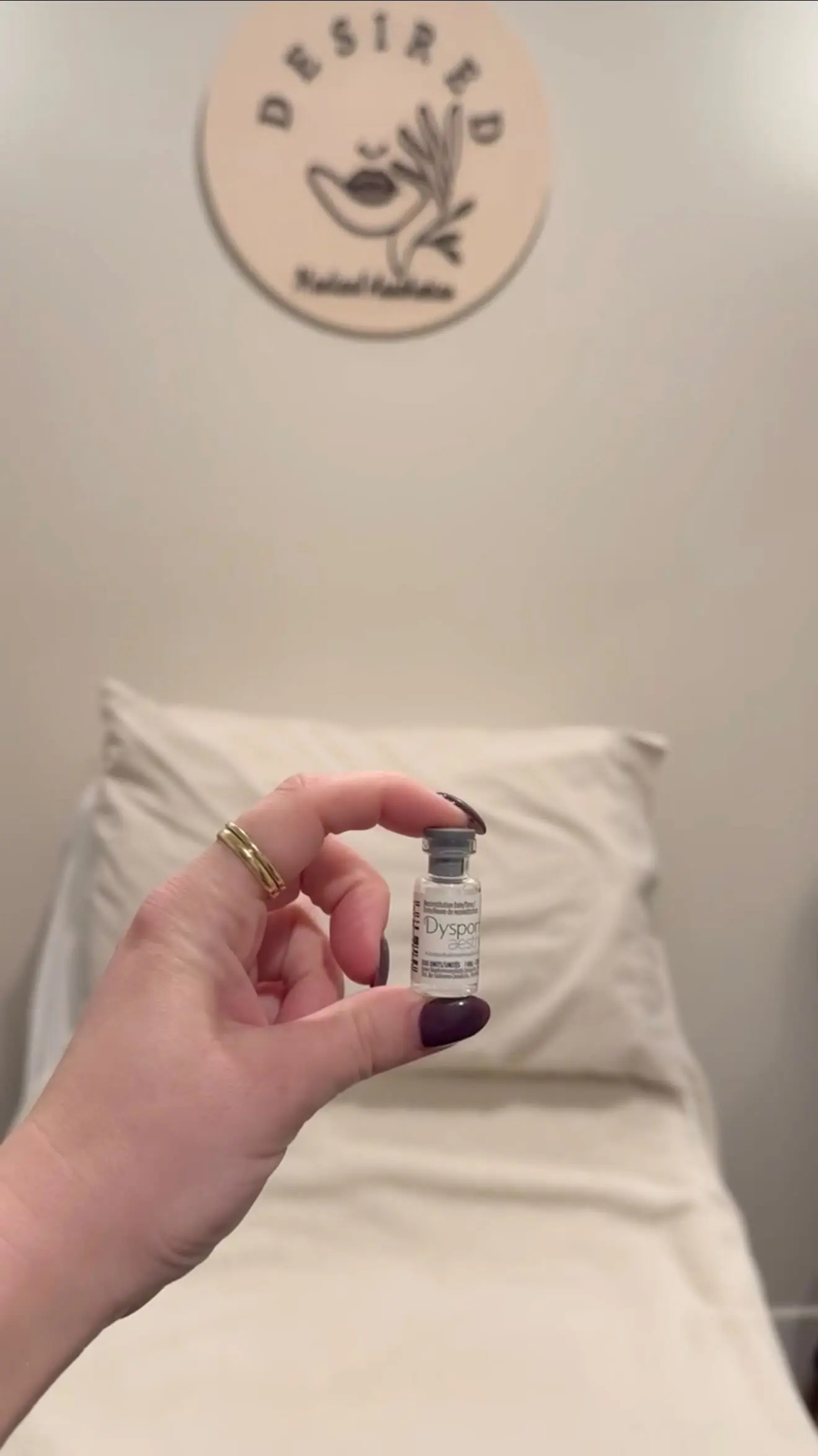 Small vial resting on the treatment chair